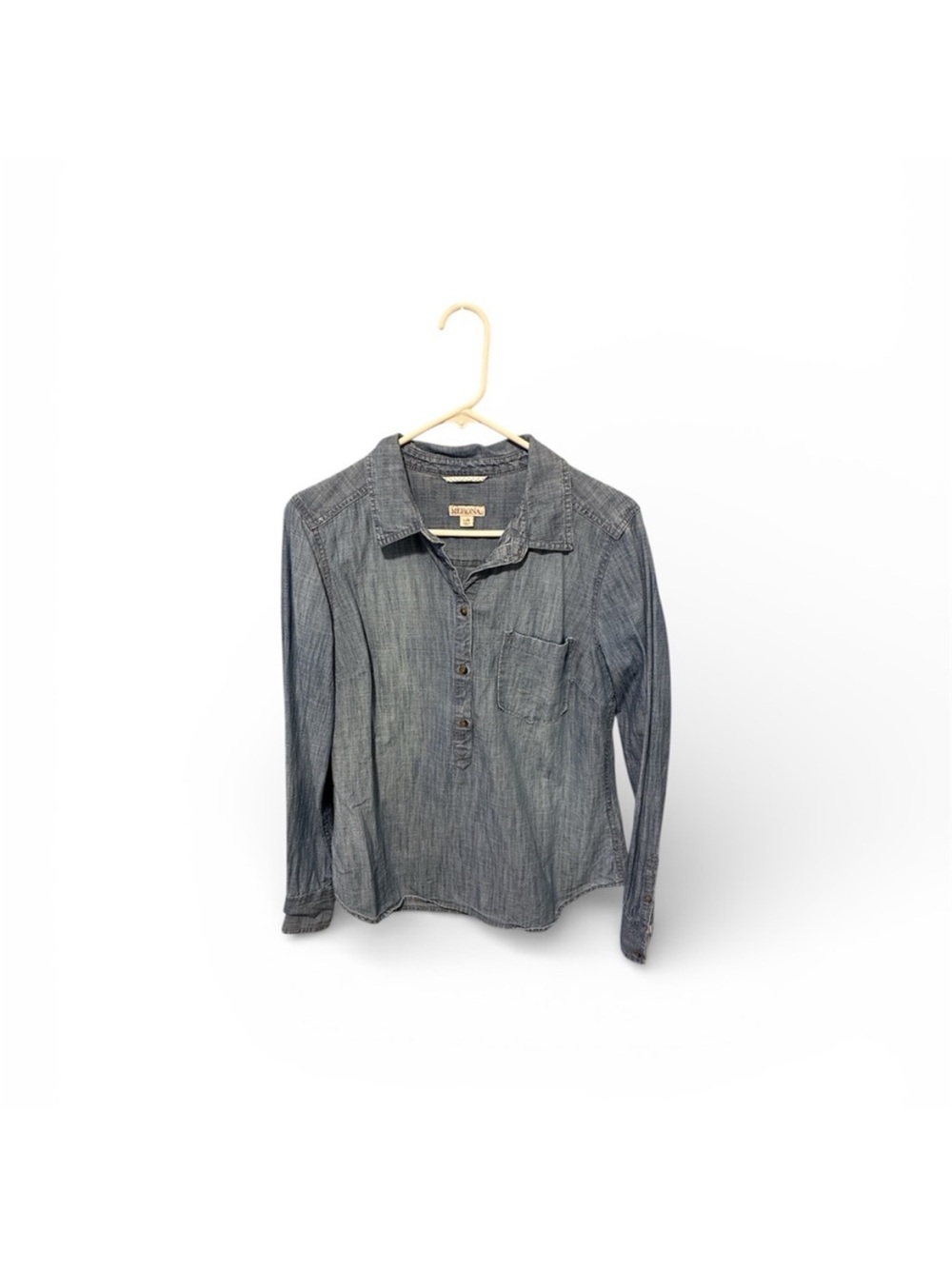 Merona Denim Long Sleeve Button Up Collared Shirt Large